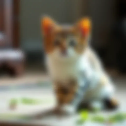 Cat exhibiting inappropriate urination behavior