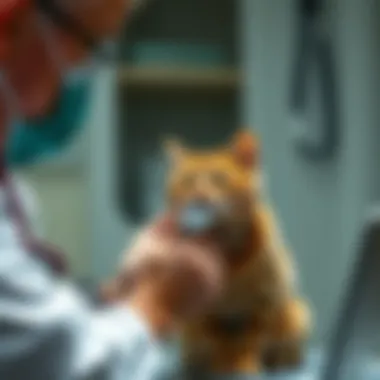 Veterinary Assessment of Feline Urination Veterinarian examining a cat for health issues