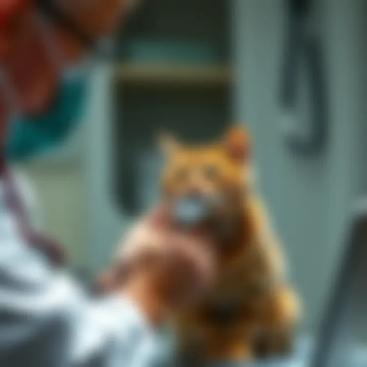 Veterinary Assessment of Feline Urination Veterinarian examining a cat for health issues