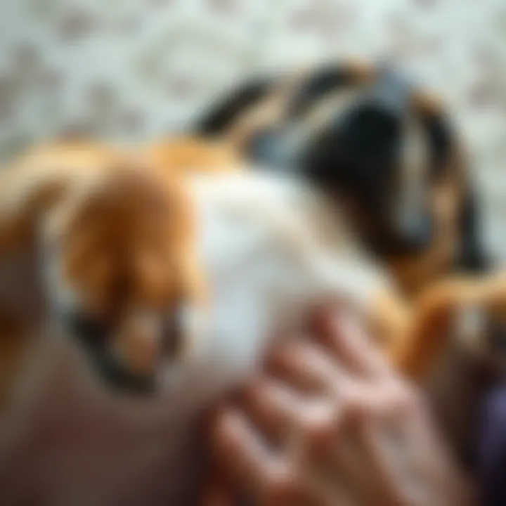 Close-up of a dog's belly being rubbed