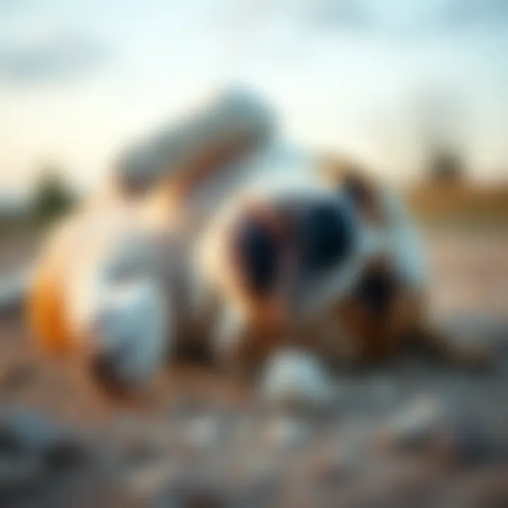 A dog rolling over for a belly rub