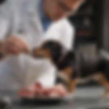 Veterinarian Inspecting Digestive System Veterinarian examining a dog's digestive system