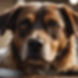 A close-up of a dog shivering indoors, showcasing emotional distress.