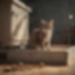 Cat looking distressed near litter box