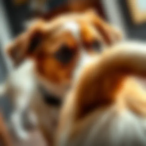 Curious Canine Investigating Tail Dog looking curiously at its tail