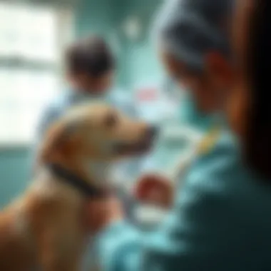 Veterinarian examining a dog