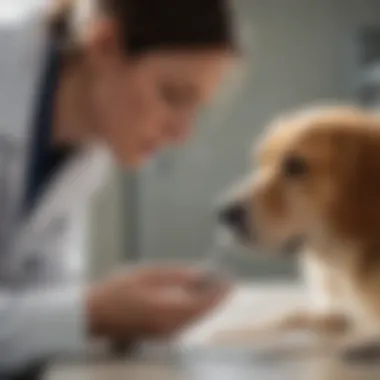 Vet examining dog