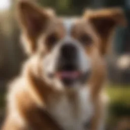 Dog with one eye squinting in sunlight