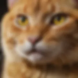A close-up view of a cat with yellow diarrhea
