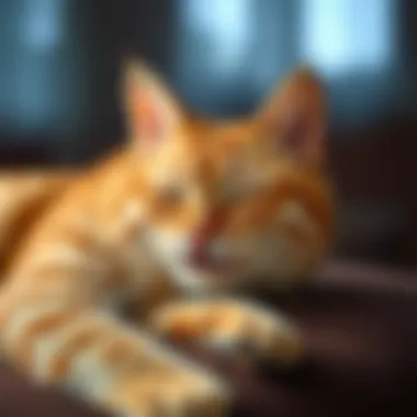 Cat resting comfortably, representing stress relief