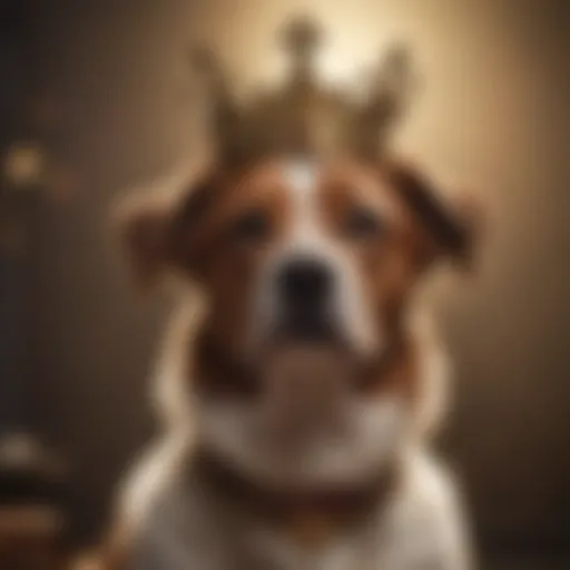 Graceful silhouette of a female dog with a crown on her head