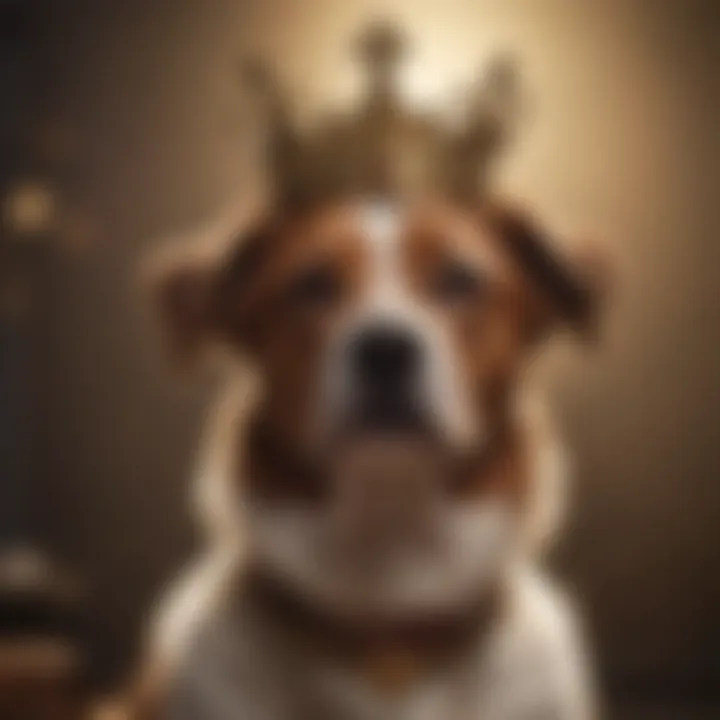 Graceful silhouette of a female dog with a crown on her head