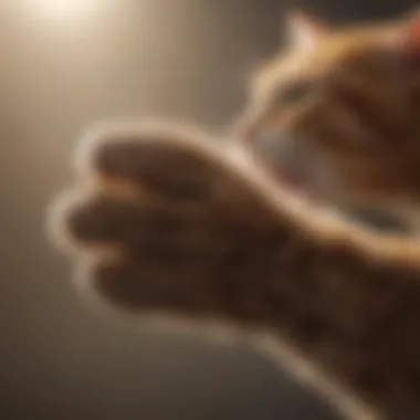 Playful paw of a cat reaching out for interaction