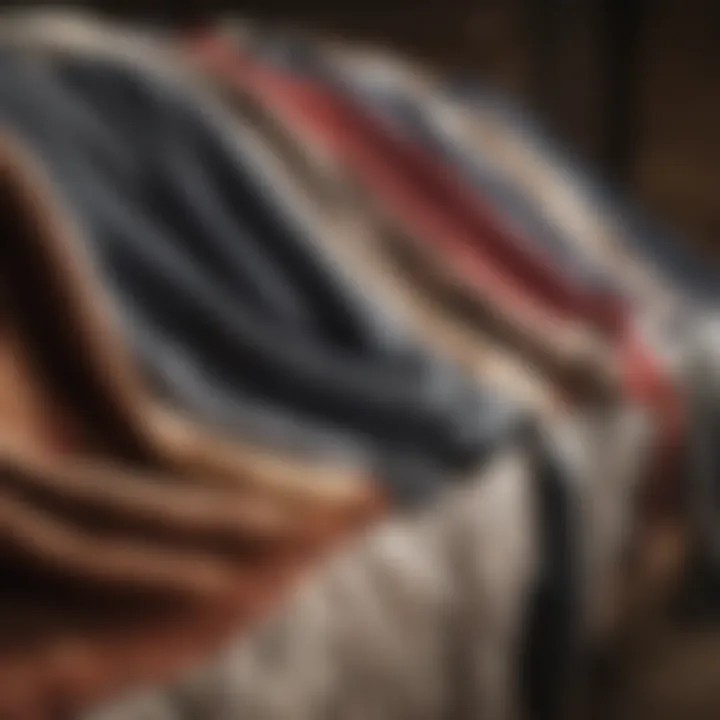 Variety of horse blanket sizes displayed in a row
