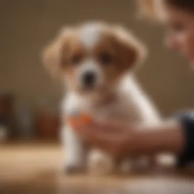 Professional Administration of Deworming Medication Veterinarian Administering Deworming Medication to a Puppy
