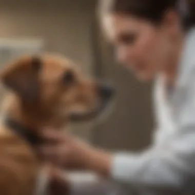 Veterinarian examining a dog with parvo