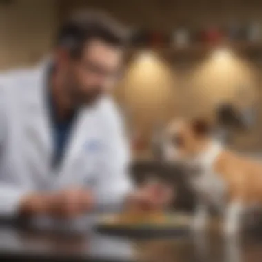 A pet owner consulting with a veterinarian about a raw food diet for their small breed dog.