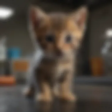 Thorough vet evaluation before injections Vet examining kitten before administering shots