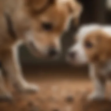 Veterinarian examining dehydrated puppy