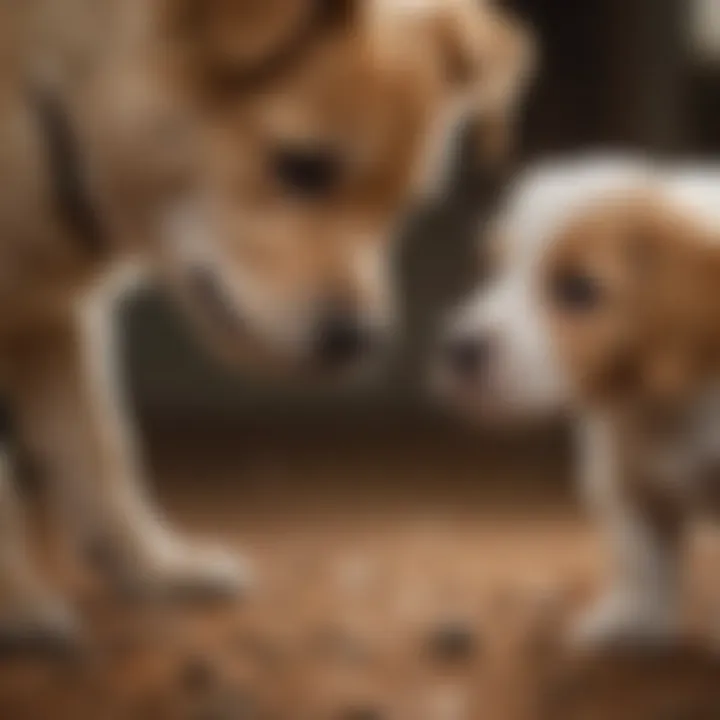 Veterinarian examining dehydrated puppy