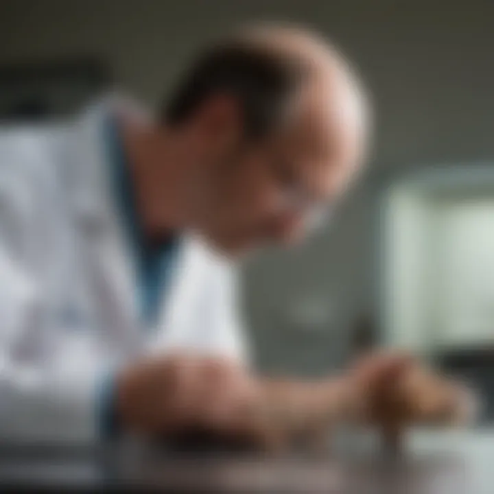 Veterinarian examining a dog's spine for signs of degenerative myelopathy