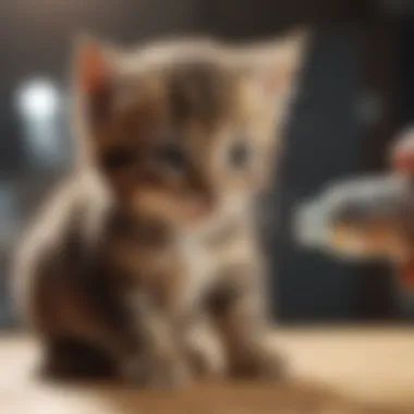 Veterinarian administering vaccinations to a kitten