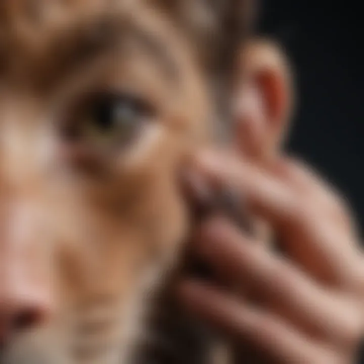 Veterinarian examining a cat's ear