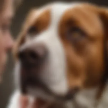 Veterinarian examining a dog with facial swelling