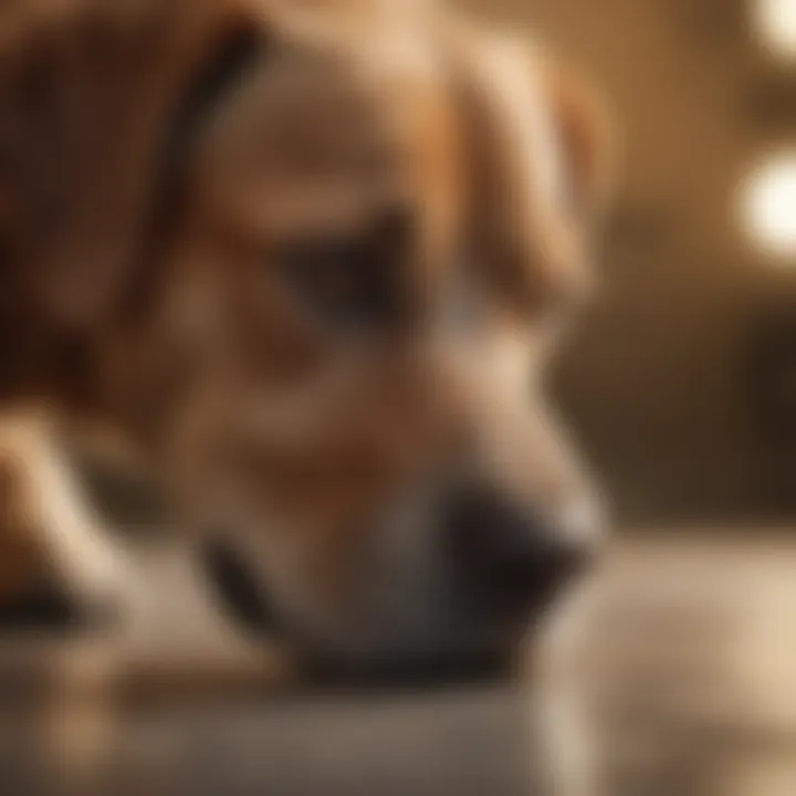 A veterinarian examining a dog's skin condition.