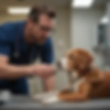 Veterinarian carefully monitoring a dog's vital signs