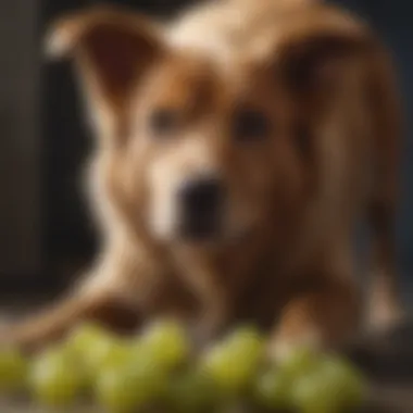 Veterinarian providing treatment for grape ingestion in a dog