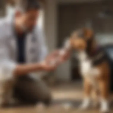 Veterinary Consultation - Vet explaining medication to dog owner