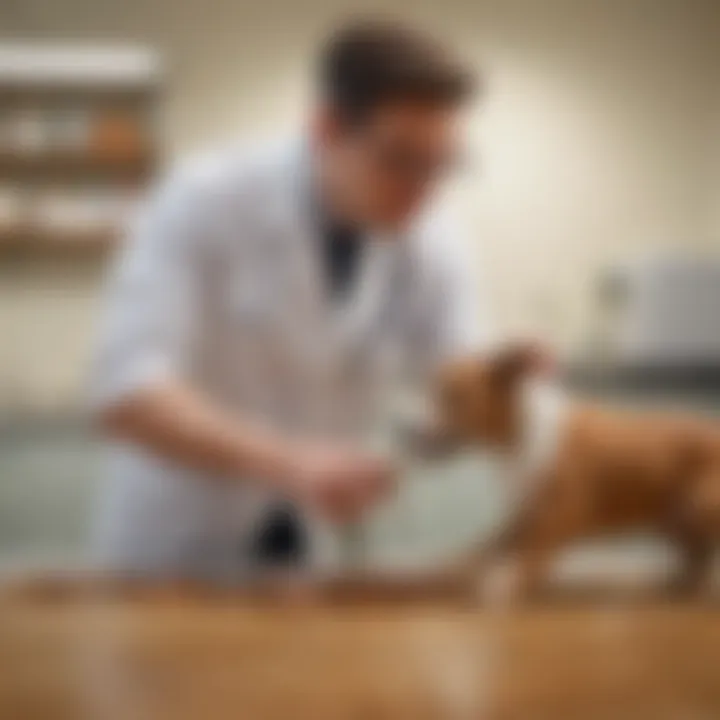 Illustration of a veterinary doctor examining a dog for rice-looking worms