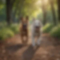 Healthy dog enjoying a stroll in the park