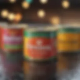 A colorful assortment of wet cat food cans