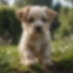 Welsh puppy playing in the garden