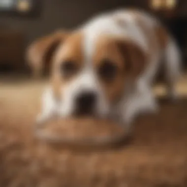 A healthy dog enjoying a bowl of dry food with grains