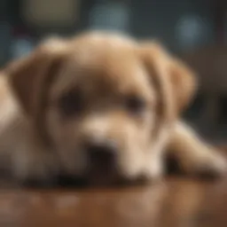 Puppy displaying signs of distress with a sad expression