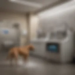Self-service dog wash station with shampoo and drying tools