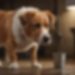 A concerned pet owner observing their dog
