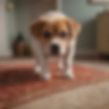 Dog sniffing at carpet